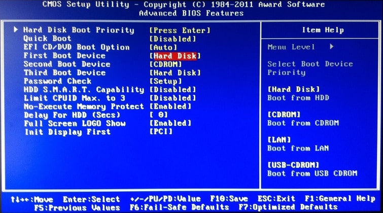 BIOS boot priority