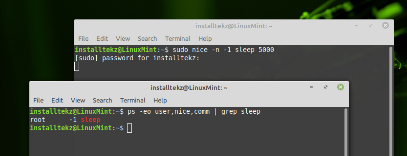 linux process priority nice